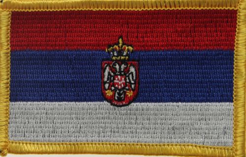 Serbien mit  Wappen Flaggenaufnäher