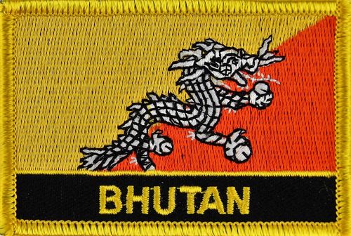 Bhutan Flaggenpatch mit Ländername