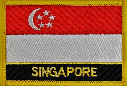 Singapur Flaggenpatch mit Ländernamen