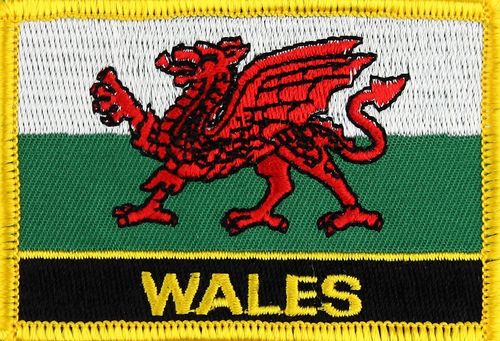 Wales Flaggenpatch mit Ländernamen