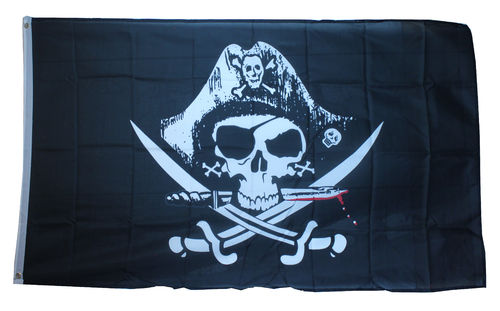 Pirat mit Säbeln und blutigem Dolch Flagge 90*150 cm
