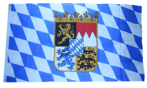 Outdoor-Hissflagge Bayern mit Wappen 90*150 cm