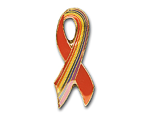 Pin: Red Ribbon / Rainbow Ribbon 25 mm
