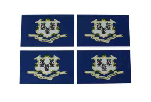 Connecticut  Flaggenaufkleber 4er Set 8 x 5 cm