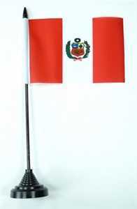 Tischflagge Peru mit Wappen