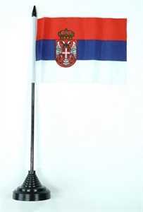 Tischflagge Serbien mit Wappen
