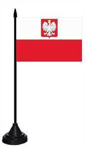Tischflagge Polen mit Wappen