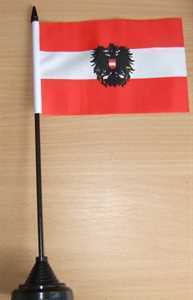 Tischflagge Österreich mit Wappen