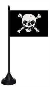 Tischflagge Pirat mit Totenkopf gekreuter Knochen hinter dem Kopf