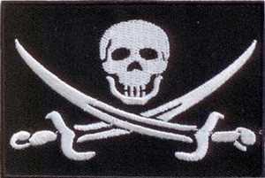 Pirat mit Säbel Flaggenaufnäher
