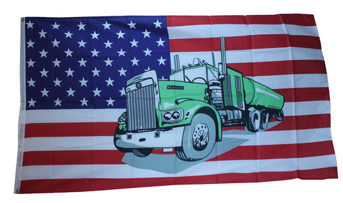 Outdoor-Hissflagge USA  mit Truck (grün) 90*150 cm