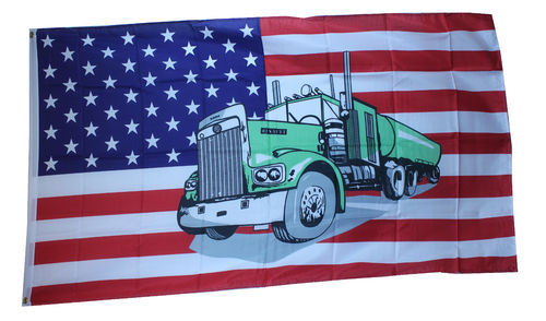 USA mit Truck (grün) Flagge 90*150 cm