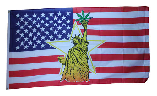 USA Freiheitsstatue mit Marihuana Cannabis Flagge 90*150 cm
