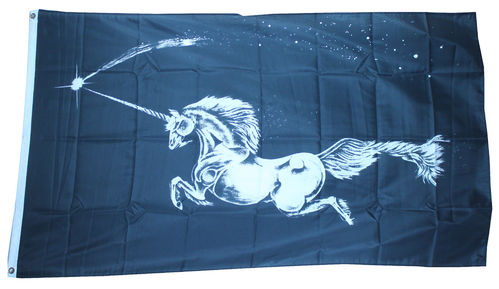 Einhorn auf schwarzem Hintergrund Flagge 90*150 cm
